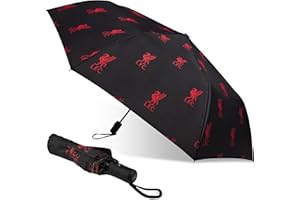 LIVERPOOL F.C. Liverpool FC Umbrella for Adults and Teens - Compact Folding Telescopic Umbrella Lightweight - Liverpool Gifts for Him