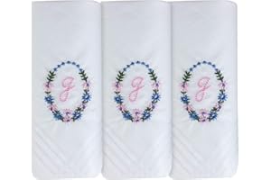 Surf the Shop Womens Handkerchiefs 100% Cotton Initial Letter Boxed 3 Pack