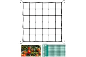 AYSYR Trellis Netting for Garden Reusable,Grow Tent Netting Elastic,Plant Support Net for Garden,Elastic Trellis Net with 4 Hooks,Support Net Easy to Install 90 × 90cm