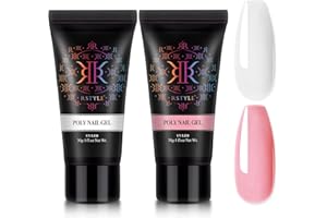 RSTYLE Builder Gel Nail,2*30ml Poly, UñAs Acrilicas,Poly Nail Gel Para UñAs Poligel Larga DuracióN, Aspecto Natural, Gel Para ExtensióN De UñAs Para Principiantes Y Profesionales Nail Art