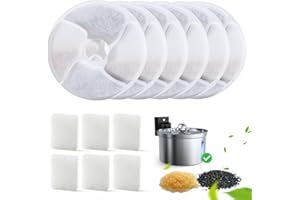 FEELNEEDY 6 Set Filtri Ricambio per FN-W19 3,5L Fontana per Gatti a Forma di Fiore Senza Fili -Includono 6 Filtri + 6 Spugne Pompe