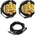 Baja Designs LP6 Pro 6-Inch LED Auxiliary Light Pod with High Beam/Low Beam/Day-Time Running Backlighting Pair with Harness (Amber Lens - Spot Light Pattern)