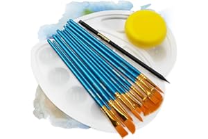 int!rend Brush Set 16-Piece - 12 Pinceles de Pintura Premium 2 Paletas de Mezcla 1 Esponja 1 Lápiz - Set Artist Brush for Acrylic Paints Watercolor Oil Paints - Accesorios Painting & School