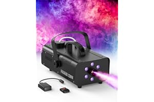 Nebelmaschine, U`King 1200W LED Licht Nebelmaschine mit Funkfernbedienung,6 Farb Steuerbaren Lichtern tragbare geeignet für Weihnachten Halloween Party Hochzeitsfeiern Bühnenauftritte