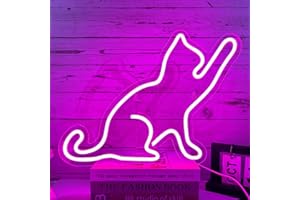 PILOYINDE Chat Neon Neon Mural Chat Décoration Chambre Néon Cat Chat Enseignes Lumineuses Adapté Pour Chambre à Coucher Cadeau Enfant Salon (Rose)