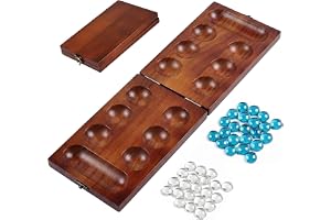 FAINCA Stenspel Mancala av trä levereras med 48 stenspelstenar | Mancala spel ädelstensspel för ungdomar vuxna föräldrar barn aktiviteter träffa vänner