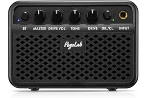 POGOLAB 5W Mini Amplificateur de Guitare, Bluetooth sans Fil Ampli Guitare Électrique avec Prise Casque, Canal CLEAN/OVERDRIVE, Amplificateur Combo Rechargeable pour Guitare Électrique Acoustique,Noir