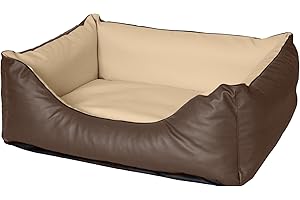CopcoPet Rocco Orthopädisches Visco Hundebett Hundesofa Wendebett Kunstleder L ca. 90 x 70 cm Orthopädisch Mocca