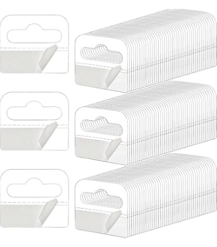 Hang Tabs 300PCS Clear Self Adhesive Folding Hang Tabs With Slot Hole 1.25 × 0.9 Inch Plastic Retail Sticky Hanging Tabs Sticker Hanger For Store Retail Small Items Hanging Display