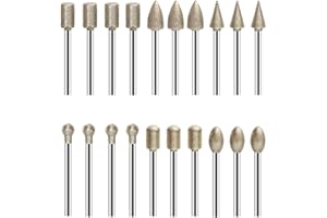 UCEC 20PCS Tungsten Carbide Rotary Burrs Set for Dremel Drill Bits – 120 Grit Die Grinder Bits, for Dremel Rotary Tool Accessory, Rotary Tool Bits for Fine Wood Carving, Metal Detailing, Polishing