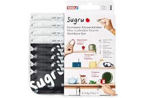 tesa Sugru Colla Multiuso Modellabile, Pasta adesiva versatile, per Decorare, Incollare, Riparare e per Creazioni Fai da Te, Confezione da 8 x 3.5 g, Nero/Bianco