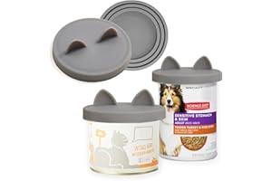 OHMO Tapas de Silicona para Latas de Mascotas, 2 Unidades (Universales, Gris Oscuro), para Perros Gatos Comida Lata, Se Adapta a La Mayoría de Tamaño, Cubiertas Universales
