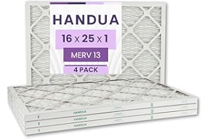 Handua 16x25x1 Air Filter MERV 13, Plated Furnace AC Air Replacement Filter, 4 Pack (Actual Size: 15.75" x 24.75" x 0.75")