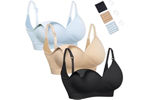 HOFISH Nursing Bra Comfy Padded Wireless Women Seamless Maternity Bra for Pregnancy/Breastfeeding/Sleeping 3Pack S-XL