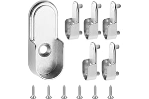 CJMUQHEHH 6 Stücke Kleiderstangenhalter, Robuste Halterungen für Garderobenstangen, Einfach Montage, Kleiderstange Halterung Schrankrohrlager Rundrohr Halterung Stangenhalter Kleiderstangenhalterung Silber