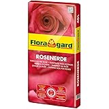 Floragard Rosenerde 40 L • Spezialerde für Kübelrosen, Kletterrosen, Beetrosen • zum Pflanzen im Beet und im Kübel • mit dem 