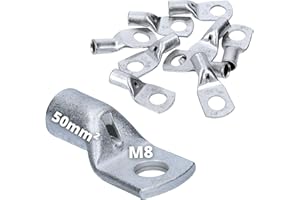 KALITEC Cembre A10-M8 - 10 capicorda in rame, 50 mm², M8, non isolati, per installazioni elettriche, di alta qualità e di lunga durata