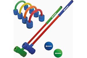Schildkröt Jeu de Croquet Souple | Set en Mousse sécurisé pour Enfants | 2 maillets + 2 balles + 4 arceaux | Utilisation intérieure et extérieure | À partir de 3 Ans