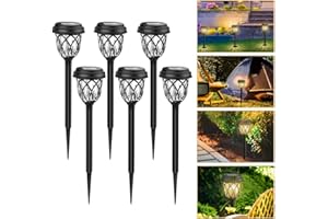 GEEDIAR Solar Lights Outdoor - New 6 Pack Solar Garden Lights with Double Waterproof, LED Solar Path Lights for Landscape, Patio, Yard, Dusk to Dawn Auto On/Off (Warm White)