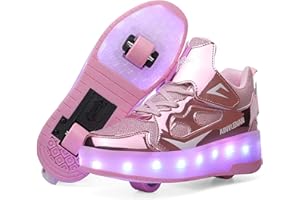 YGZZHK Pattini a rotelle for ragazze con LED, scarpe for ragazzi con ruote, scarpe for bambini luminose ricaricabili tramite USB, pattini a rotelle, scarpe da skateboard, scarpe da ginnastica for bambini all