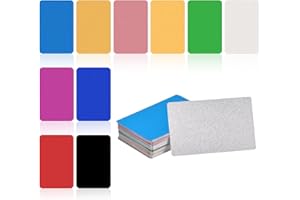 sourcing map 100Pcs Metal Business Cards Blank Multicolor Aluminum Laser Engraving Materials 1/64" Unique for DIY Name Cards