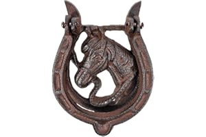 SATTIE Trades Gusseisen Türklopfer Hufeisen Pferdekopf 16 x 11 cm Pferd Figur Deko GTT E103