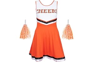 Redstar Fancy Dress Vestito Cheerleader con Pon Pon Cheerleader - Cheerleader Costume Donna - Costume Cheerleader da Donna Divisa Cheerleader Halloween Cheerleader