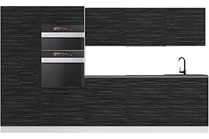 B BELINI GROUP Belini - Blocco cucina Grace - Mobili da cucina da incasso, 300 cm, senza elettrodomestici con pensili e armadi, con controsoffitti, in ebano reale