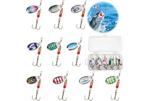 NYVOR 11 Pièces Cuillères de Pêche Spinner Leurres, Hameçons Triples en Métal avec Leurre Multicolores avec Boîte de Rangement, Kit d'Appâts de Peche Portable pour Truite Bar Sandre Saumon Brochet