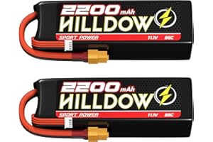 HILLDOW 3S LiPo Battery 2200mAh 11.1V 85C Softcase with XT60 Connector for RC Airplane Helicopter Drone FPV RC Car RC Boat(2 Packs)