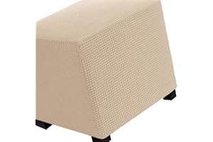 ILiemao Funda Puff Cuadrado, Elástica Funda Otomana Cuadrada Cubre Taburete, Funda para Reposapiés Protector de Muebles(Color:Camel,Size:45x45 cm 17x17 in)
