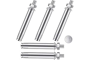 WEQEYENT 5 Pcs M10x100mm Expansion Screw Bolts Hex Nut Expansion Sleeve Anchor Bolt Heavy Duty Fixing Anchors,304 Stainless Steel Anchor Expansion Bolt Screws Nuts