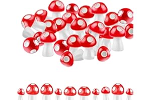 Weenwill Mini Statues Champignons,50 PCS Champignon Decoration Figurines Miniatures en Résine Décorations pour Maison de Poupée,Micro Paysage Aquarium,Artisanat