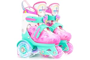 4-PEJIIJAR Patines Niñas Unicornio Dinosaurio Sirenita Patines Ajustables Patines 3 Ruedas con Ruedas Luminosas para Niñas Niños Principiantes Cumpleaños