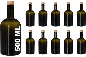 casavetro Bottigliette Vetro con Tappo Sughero - 500 ml - Bottiglia Vuota in Vetro per Vino, Liquore, Acqua, Succo di Frutta, Conserve, Latte, Olio, Birra, Vino, Estratti, Amari (10 x 500 ml)