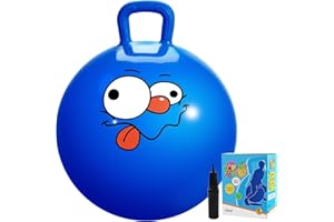 Vastoy 20 Inch Space Hopper Ball for Kids 6-9 Years - Anti-Slip Space Hopper with Hand Pump, Bouncy Inflatable Ride On Toy for Indoor Outdoor Fun, for Children (Blue Eyes)