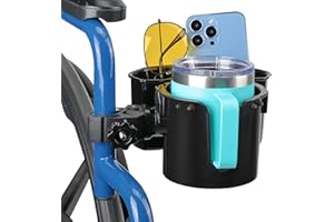 ‎ISSYZONE ISSYZONE Getränkehalter Kinderwagen für Eltern mit Aufbewahrungsbox, Großer Flaschenhalter Fahrrad, 360° Rotation Becherhalter, Universal Getränkehalter für Rollstuhl, Laufband, Wohnmobil, Boot