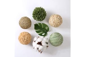 CIR OASES 6pcs 3.5inch Woven Wicker Rattan Balls Decorative Ball Twig Orbs Green Orbs Vase Bowl Filler for Tabletop Decor