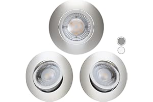 ‎SCANDINAVIAN HOME LYSEA Scandinavian home 3er Set LED Spot 230V 4,3W Warmweiß Schwenkbar 68mm - 75mm I Badezimmer geeignet I CRI 90 350lm 3000K 68mm I Edelstahldesign I LED Einbaustrahler Deckeneinbauleuchte flach