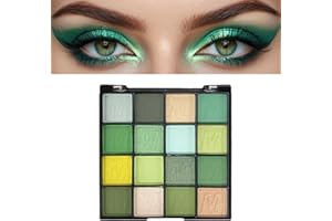 Fychuo Green Eyeshadow Palette Glitter Eyeshadow 16 Colours Eyeshadows Make Up Palette Shimmer Eyeshadow Light Green Eye Shadow Waterproof Sparkly Dark Green Eye Makeup Palettes
