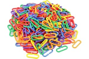 iwobi 400 Stück Kunststoff C-Clips Haken Kette Regenbogen C-Links DIY Papagei Vogel Spielzeug