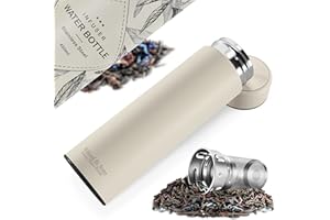 WILFORD & SONS Butelka z infuzorem owocowym | utrzymuje napoje orzeźwiająco zimne lub ciepłe| Izolowana termiczna ze stali nierdzewnej, bez BPA | do picia z wkładem owocowym, 450ml | Termos: biuro sport szkoła (Cream White)