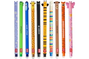 ‎LEGAMI LEGAMI - 10er Set Gel-Radierstifte, Erasable Pen, Stifte mit radierbarer Tinte, Gelschreiber Radierbar ohne Blatt zu verbrauchen, 0,7 mm Spitze, verschiedene Tintenfarben und Tiermotive