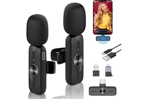 FVTLED Lavalier Mikrofon Kabellos für iPhone Android Plug&Play,2er Wireless Mikrofon Ansteckmikrofon Rauschunterdrückung, Automatische Synchronisierung für Vlog,TikTok, Live, YouTube,Keine APP
