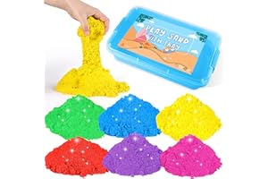ATMINI Set Sable Magique De 5 kg -Sable Fantastique en 6 Couleurs Pour Créer des Jouets Sensoriels en Sable de Toutes Les Formes,Convient Aux 3 Ans et Plus