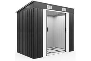 GARDEBRUK® Cobertizo de Jardín 2m² 200x125x185cm Caseta Metálica Exterior 4m³ con Base Puerta Corrediza Antracita