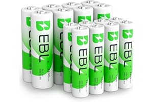 EBL Lot de 16PCS Piles Rechargeables AA et AAA, avec 8PCS AA HR6 et 8PCS AAA HR03 Piles Rechargeables Ni-MH 1.2V, Compatible avec Manette de Jeu, Jouet, Télécommande, etc.