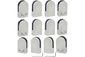Discoball 12 x (6-8mm) Stainless Steel 304 Glass Clamp Clip for Stair Window (12-Pack) - Upgraded