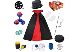 Heyzeibo Zauberkasten - Zaubertricks Set für Kinder mit Zauberstab, Zylinder, Kostüm & vieles mehr, Neuheit Magie Requisiten Zauber Tricks Geburtstag Geschenk für Magier Junge Mädchen