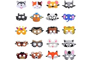 HONGP Felt Masks for Kids, 20 Pcs Children's Masks Dress Up Cosplay Boys & Girls Felt Eye Mask for Party Masquerade Birthdays Theme Party Favors